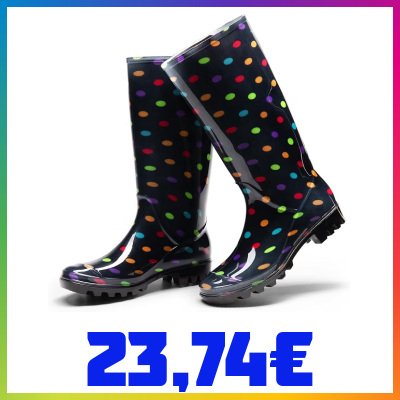 DREAM PAIRS Stivali Pioggia Donna Trasparenti Tomaia in PVC trasparente, soletta EVA 3 mm, design a pois, punta rinforzata, impermeabili.