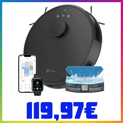 Lefant M1 Robot Aspirapolvere Lavapavimenti con Mappatura 3 in 1, 5500Pa Ultrasottile 32cm, 200min, Navigazione Laser dToF, Controllo APP/Alexa/Google, Doppia Spazzola Laterale, Zona Vietata