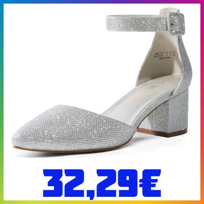DREAM PAIRS Scarpe Tacco Pump Donna Tacco 5,7 cm, TPR, fibbia regolabile, lavoro e tempo libero.