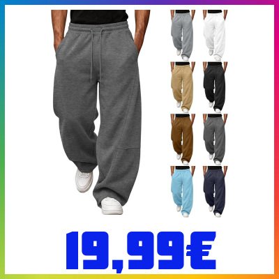 Pantaloni Tuta Uomo Baggy Larghi Casual Sportivi Jogger con Elastico